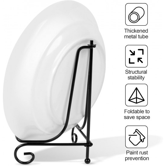 4 Pack Plate Stands For Display,Picture Frame Stand of Metal,Frame and Artworks,Small Easel for Book,Tabletop Art,Picture,Photo Platter