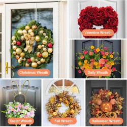 12" Clear Wreath-Hanger Non Scratch Over The Door Hooks,2 Pack Easter Halloween Christmas Decoration Welcome Sign for Front Doors Décor Inside Outside,Slim Hangers Organizer for Home
