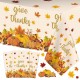 3 Pcs Thanksgiving Tablecloth - Give Thanks Plastic Table Cloth Disposable Rectangular Fall Pumpkin Maple Leaves Table Cover for Thanksgiving Day Party Decorations Tables Decor Supplies