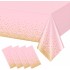 4 Pack Pink and Gold Plastic Tablecloth for Parties, Pink Disposable Table Cloth for Rectangle Tables, Gold Dot Confetti Light Pink Tablecloth for Birthday Wedding Baby Shower Party