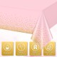 4 Pack Pink and Gold Plastic Tablecloth for Parties, Pink Disposable Table Cloth for Rectangle Tables, Gold Dot Confetti Light Pink Tablecloth for Birthday Wedding Baby Shower Party