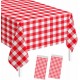 2 Pack Red Gingham Tablecloth Rectangle 54 x 108 Red and White Checkered Table Cloth Disposable Plaid Table Cover Plastic for Birthday Baby Shower Picnic Wedding Party Supplies