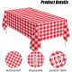 2 Pack Red Gingham Tablecloth Rectangle 54 x 108 Red and White Checkered Table Cloth Disposable Plaid Table Cover Plastic for Birthday Baby Shower Picnic Wedding Party Supplies