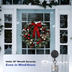 Suction Cup Wreath Hanger, Heavy Duty Reef Hook for Glass Front Door/Window/Over Door, Christmas/Thanksgiving/Halloween/Easter/Valentine/Spring/Summer/Fall
