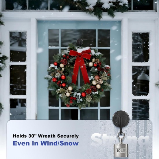 Suction Cup Wreath Hanger, Heavy Duty Reef Hook for Glass Front Door/Window/Over Door, Christmas/Thanksgiving/Halloween/Easter/Valentine/Spring/Summer/Fall