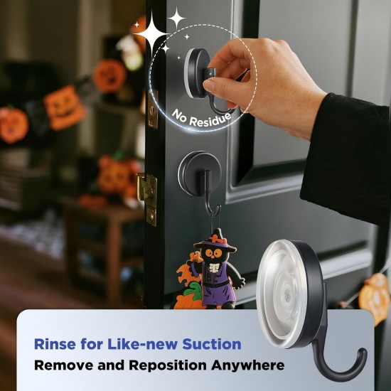 Suction Cup Wreath Hanger, Heavy Duty Reef Hook for Glass Front Door/Window/Over Door, Christmas/Thanksgiving/Halloween/Easter/Valentine/Spring/Summer/Fall