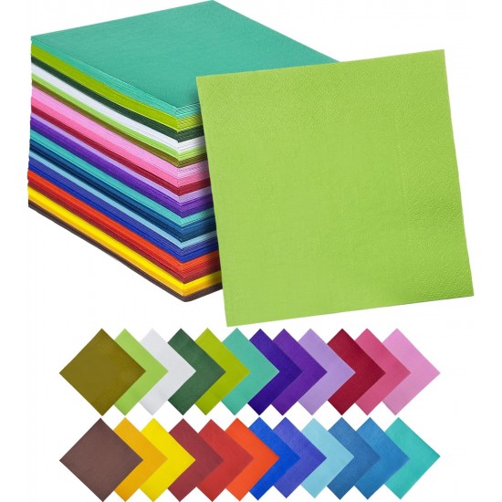 24 colors Cocktail Napkins disposable Beverage Napkin paper for Cocktail, Wedding, Dinner，Brithday Party Dessert Wine Paper Napkins