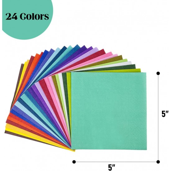 24 colors Cocktail Napkins disposable Beverage Napkin paper for Cocktail, Wedding, Dinner，Brithday Party Dessert Wine Paper Napkins