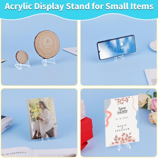 Card Display Stand, 20 Pack Small Easel Stand, Acrylic Picture Holder Stands, for Challenge Coin Graded Card Sports Card Trading Card