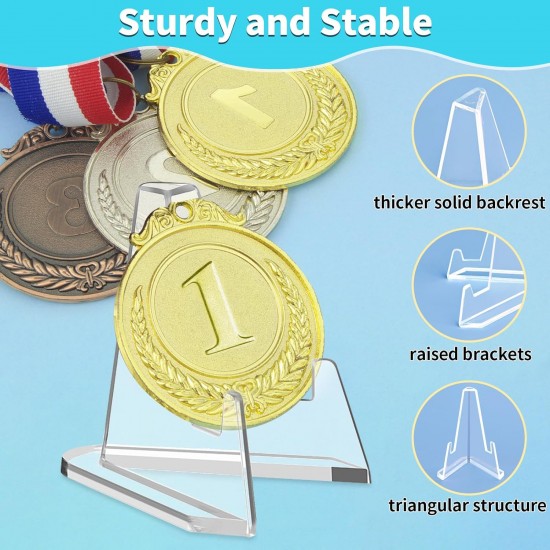 Card Display Stand, 20 Pack Small Easel Stand, Acrylic Picture Holder Stands, for Challenge Coin Graded Card Sports Card Trading Card