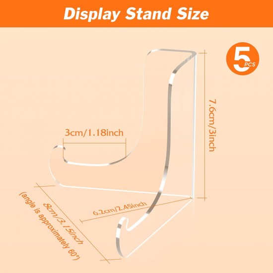5 Pack Acrylic Display Stand, Plate Stand for Display, Clear Easel Stand, Display Holder for Card, Frame, Picture, Magazine, Book, CD