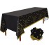 50th Birthday Disposable Tablecloth 4 Pack Gold and Black Waterproof Plastic Table Cover for Men Woman 50 Birthday Party Decorations