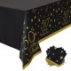 50th Birthday Disposable Tablecloth 4 Pack Gold and Black Waterproof Plastic Table Cover for Men Woman 50 Birthday Party Decorations